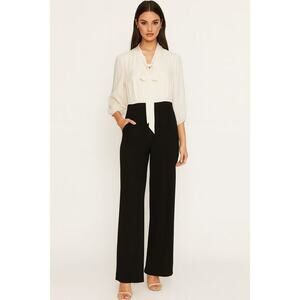 ModCloth Pretty Polished Twofer White & Black Jumpsuit NWT Size S‎